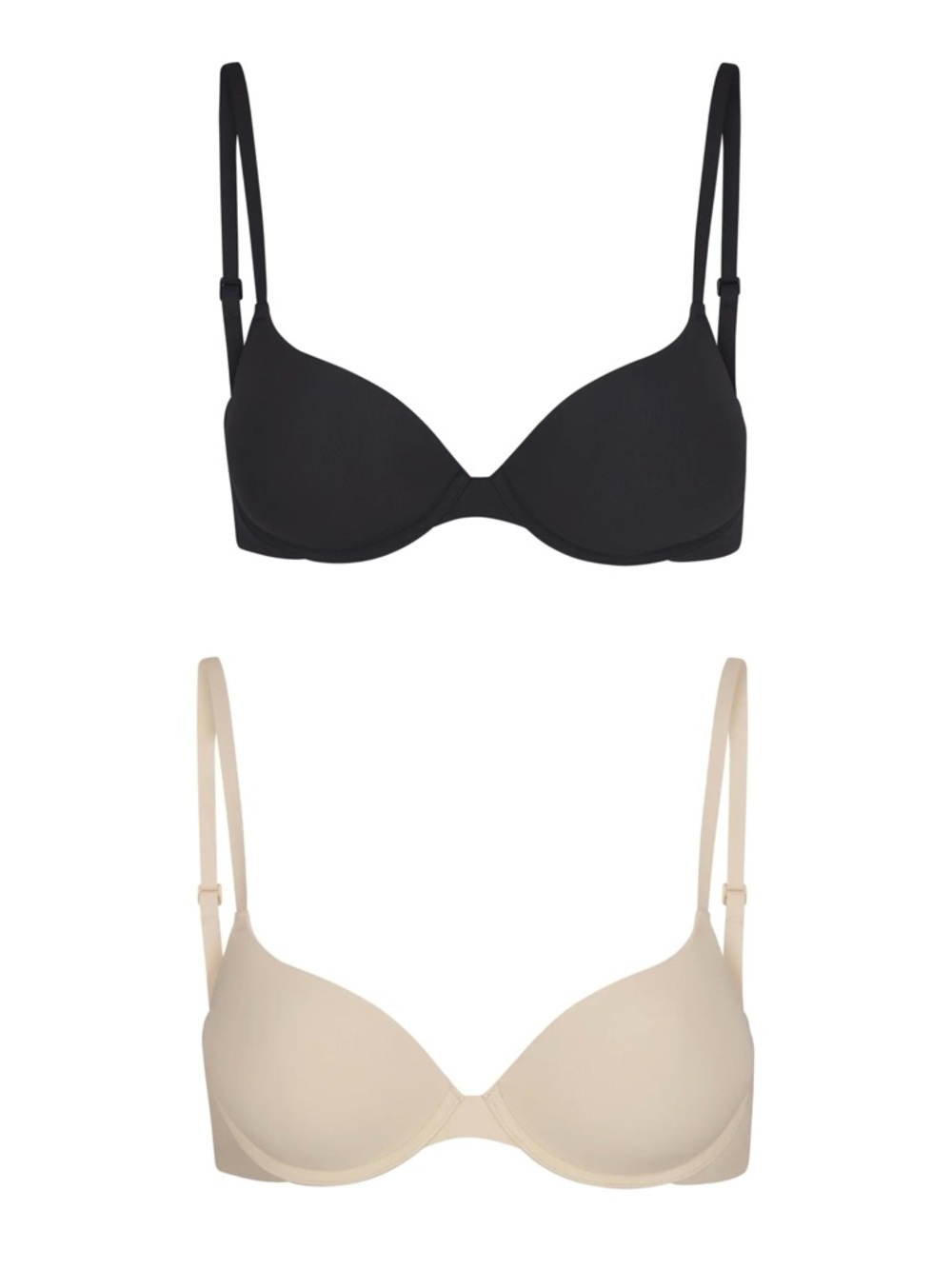 Skims Fits Everybody Push-Up Bra bundle Sand/Onyx 32C